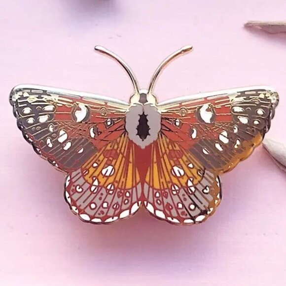 Mormon Metalmark Butterfly Enamel Pin‎ - Gold Plated Nature Jewelry & Brooch - Picture 2 of 11